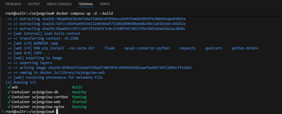 git에서 리모트 서버로 파일을 가져와서, Docker 이미지까지 빌드/실행 완료한 상태