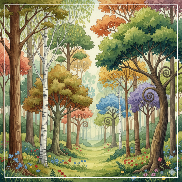 다양한 풀과 나무가 어우러져야 아름다운 숲이 된다 (Google AI Studio 생성)